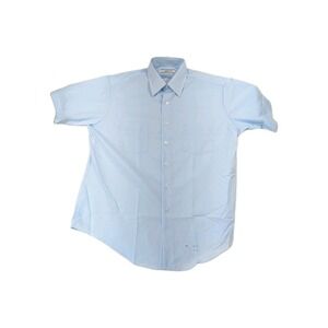 Short Sleeve SEARS Perma-Prest Vintage Blue Button‎ Down Shirt 16.5